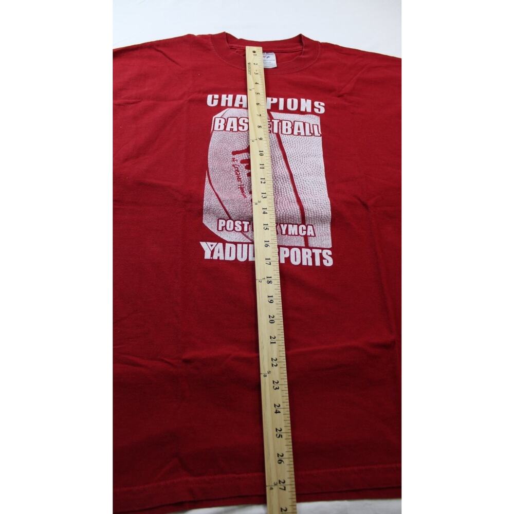 Jerzees Basketball T-Shirt Heavyweight Mens 2XL Red Crew Neck Short Sleeve - Picture 6 of 9